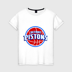 Футболка хлопковая женская Detroit Pistons - logo, цвет: белый