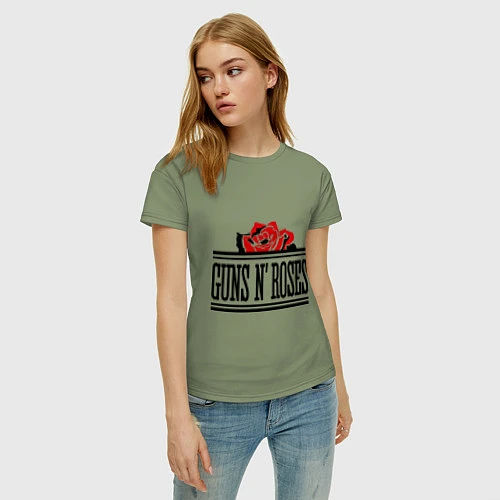 Женская футболка Guns n Roses: rose / Авокадо – фото 3