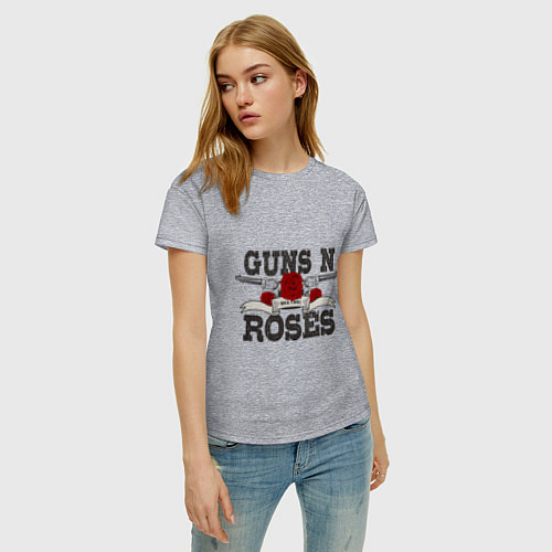 Женская футболка Guns n Roses: rock'n'roll / Меланж – фото 3