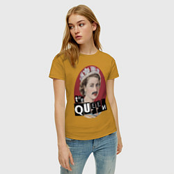 Футболка хлопковая женская The Queen, цвет: горчичный — фото 2