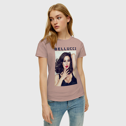 Женская футболка Monica Bellucci: Red lips / Пыльно-розовый – фото 3