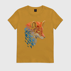 Футболка хлопковая женская Пестрая лисица, цвет: горчичный