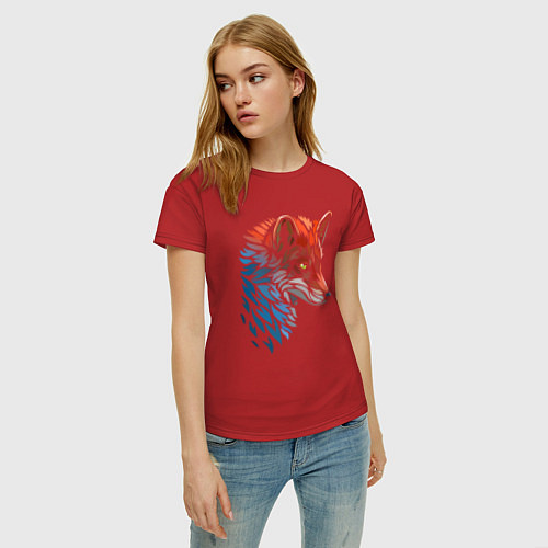 Женская футболка Пестрая лисица / Красный – фото 3
