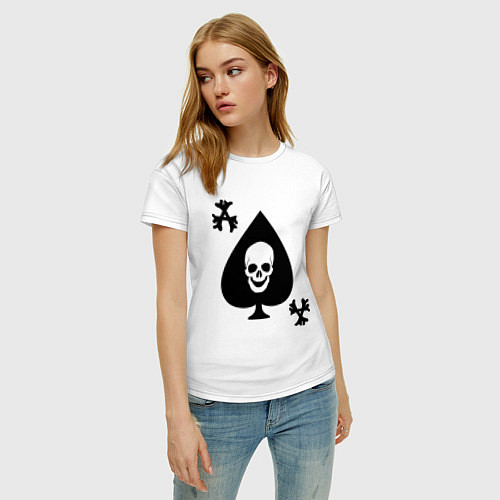 Женская футболка Skull card / Белый – фото 3