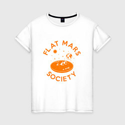 Футболка хлопковая женская Flat Mars Society, цвет: белый
