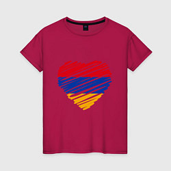 Футболка хлопковая женская Сердце Армении, цвет: маджента