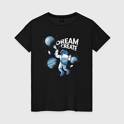 Футболка хлопковая женская Dream Create, цвет: черный