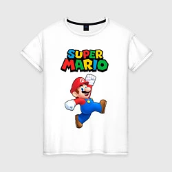 Футболка хлопковая женская Super Mario, цвет: белый