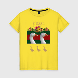 Футболка хлопковая женская GUSSI: Flowers Style, цвет: желтый