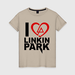 Футболка хлопковая женская I love Linkin Park, цвет: миндальный