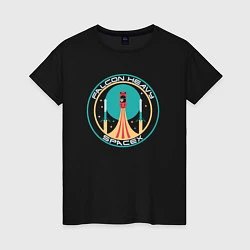 Футболка хлопковая женская Falcon Heavy: SpaceX, цвет: черный