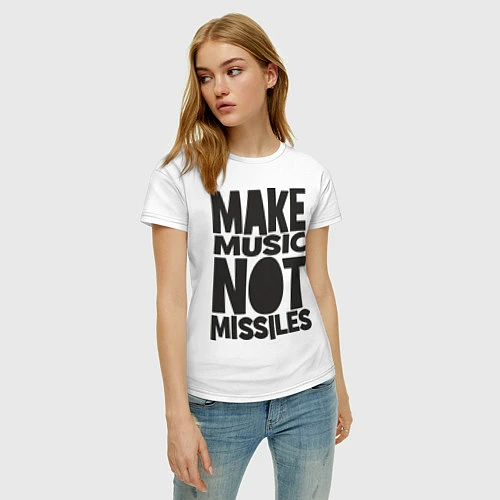 Женская футболка Make Music Not Missiles / Белый – фото 3