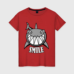 Футболка хлопковая женская Shark Smile, цвет: красный