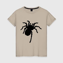 Футболка хлопковая женская Черный паук, цвет: миндальный