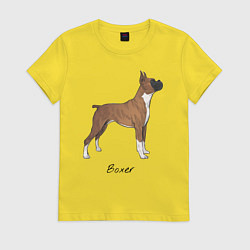 Футболка хлопковая женская Немецкий Боксер, цвет: желтый