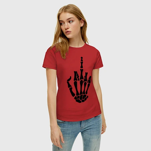 Женская футболка Fuck skeleton / Красный – фото 3