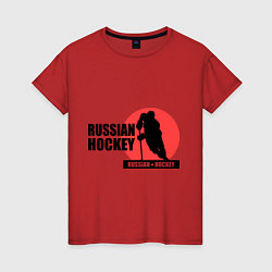 Футболка хлопковая женская Russian hockey, цвет: красный