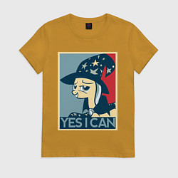 Футболка хлопковая женская MLP: Yes I Can, цвет: горчичный