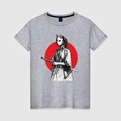 Футболка хлопковая женская Самурай на страже, цвет: меланж