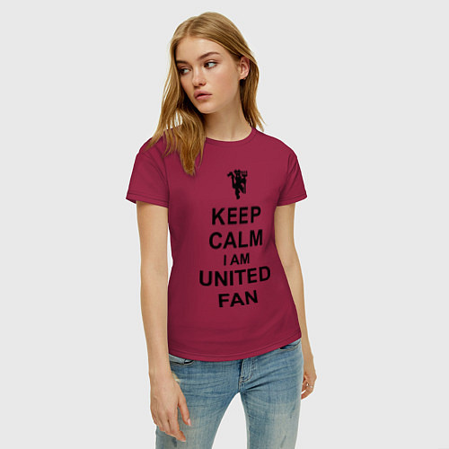 Женская футболка Keep Calm & United fan / Маджента – фото 3