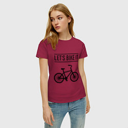 Футболка хлопковая женская Lets bike it, цвет: маджента — фото 2