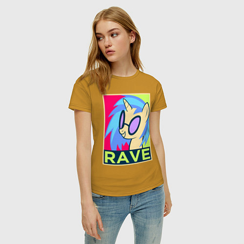 Женская футболка DJ Pon-3 RAVE / Горчичный – фото 3