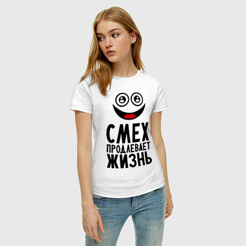 Женская футболка Смех продлевает жизнь / Белый – фото 3