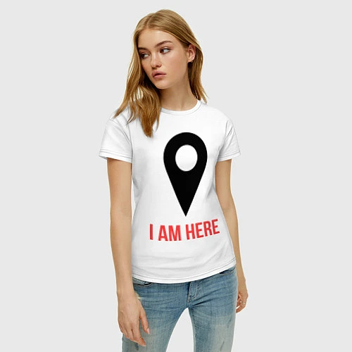 Женская футболка I am Here / Белый – фото 3
