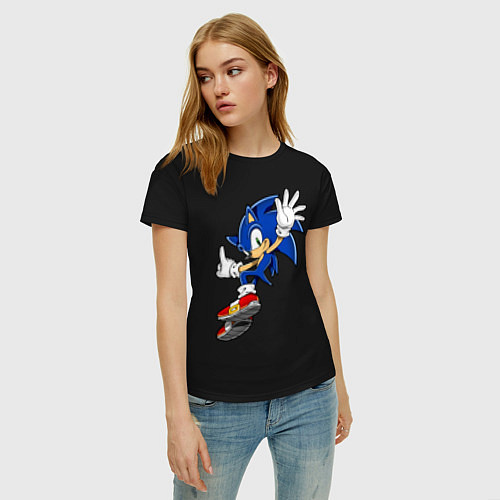 Женская футболка Sonic / Черный – фото 3