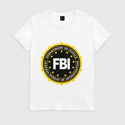 Футболка хлопковая женская FBI Departament, цвет: белый