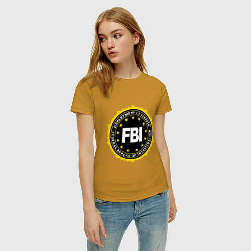 Женская футболка FBI Departament / Горчичный – фото 3