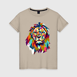 Футболка хлопковая женская Lion Art, цвет: миндальный