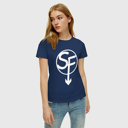 Женская футболка SANITYS FALL / Тёмно-синий – фото 3