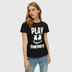 Футболка хлопковая женская Marshmello: Play Fortnite, цвет: черный — фото 2