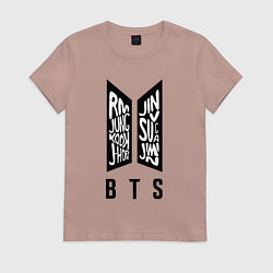 Футболка хлопковая женская BTS Band, цвет: пыльно-розовый