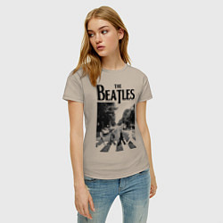 Футболка хлопковая женская The Beatles: Mono Abbey Road, цвет: миндальный — фото 2