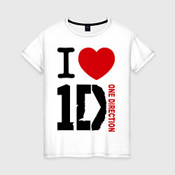 Футболка хлопковая женская I love 1D, цвет: белый