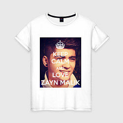 Футболка хлопковая женская Keep Calm & Love Zayn Malik, цвет: белый