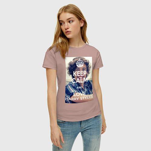 Женская футболка Keep Calm & Love Harry Styles / Пыльно-розовый – фото 3