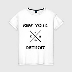 Футболка хлопковая женская NY Detroit, цвет: белый