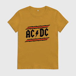 Футболка хлопковая женская AC/DC Voltage, цвет: горчичный