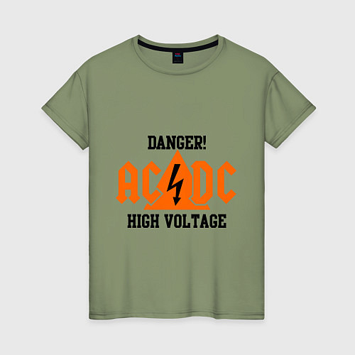 Женская футболка AC/DC: High Voltage / Авокадо – фото 1