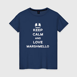 Футболка хлопковая женская Keep Calm & Love Marshmello, цвет: тёмно-синий