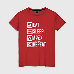 Футболка хлопковая женская Eat, Sleep, Apex, Repeat, цвет: красный