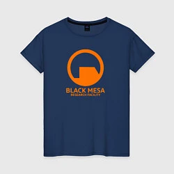 Футболка хлопковая женская Black Mesa: Research Facility, цвет: тёмно-синий