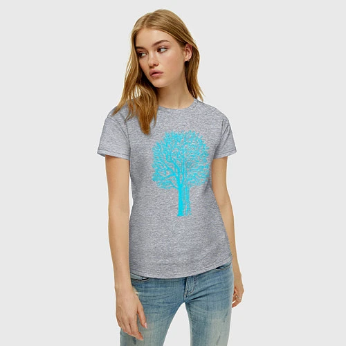 Женская футболка Cyberpunk 2077: Blue Tree / Меланж – фото 3