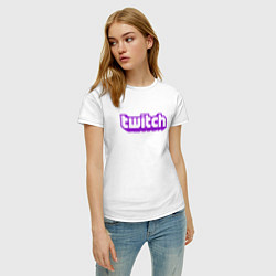 Футболка хлопковая женская Twitch Logo цвета белый — фото 2