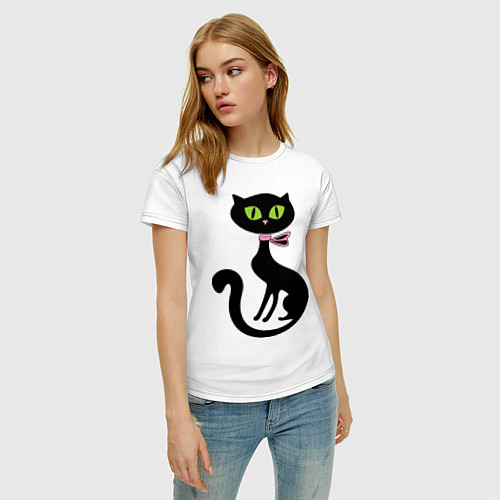 Женская футболка Милая кошечка / Белый – фото 3