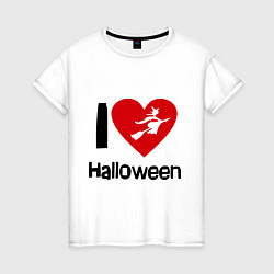 Футболка хлопковая женская I love halloween (Я люблю хэллоуин), цвет: белый