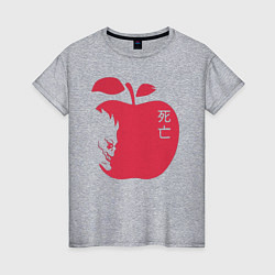 Футболка хлопковая женская Тетрадь Смерти - Рюк и яблоко, цвет: меланж